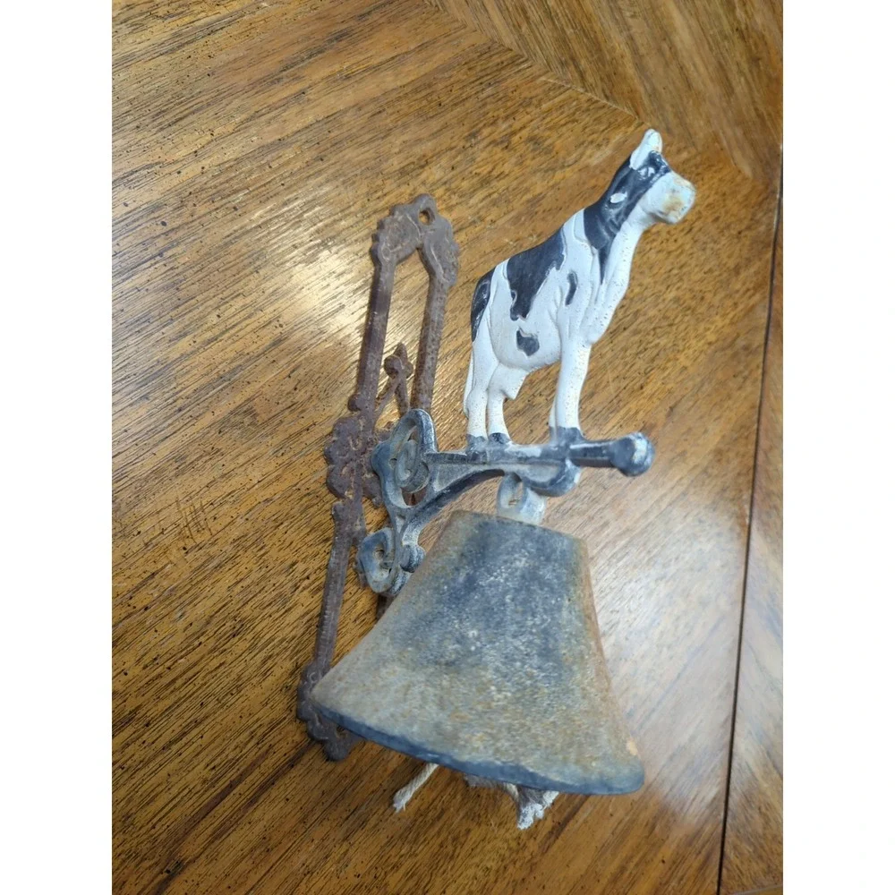 Cast‎ Iron Cow Scrolls Dinner Bell Wall Mounted Farmhouse Ranch Rustic Decor